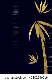 Composition of golden bamboo leaves in design. Vector illustration