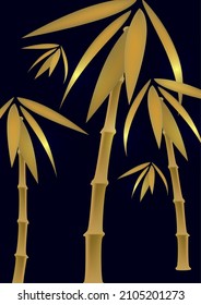 Composition of golden bamboo leaves in design. Vector illustration