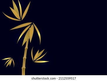 Composition of golden bamboo leaves in design. Vector illustration