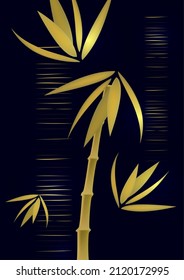 Composición de hojas de bambú dorado en diseño. Ilustración del vector