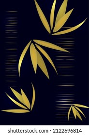 Composition of golden bamboo leaves in design. Vector illustration