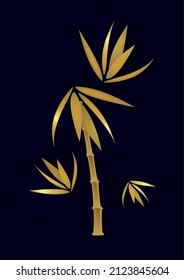 Composition of golden bamboo leaves in design. Vector illustration