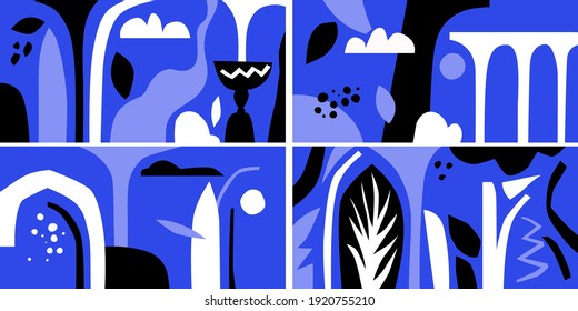 A composition of graphic elements in a popular style. Background for your design. A poster for a blog and website. Fashionable vector illustration.