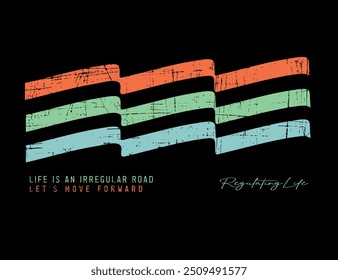 Composition of graphic and geometric elements with text. Art for printing on t-shirts, decoration, etc.
