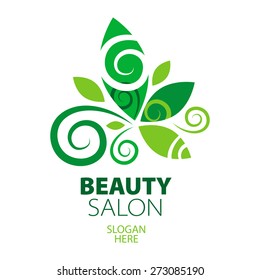 composition of green leaf logo for beauty salon