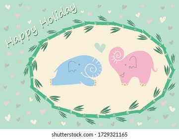 composition for greeting cards with a frame cute animals
