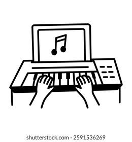 Composition, harmony, piano, sound, music, melody, doodle, drawing, sketchy, vector, icon 
