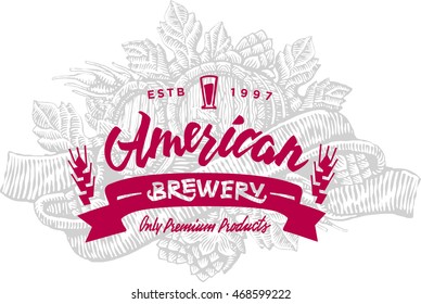 Composition from hop of barley and two barrels of beer. Engraving draw. Vector illustration, isolated, grouped, transparent background.
 - Powered by Shutterstock - Get 15% off with code: PIKWIZARD15