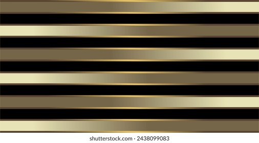 the composition of horizontal lines and geometric planes with gold gradient colors arranged repeatedly which gives the impression of an optical illusion, luxurious and expensive