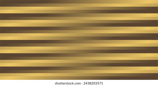 the composition of horizontal lines and geometric planes with gold gradient colors arranged repeatedly which gives the impression of an optical illusion, luxurious and expensive