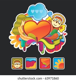 composition and icons with an angel
