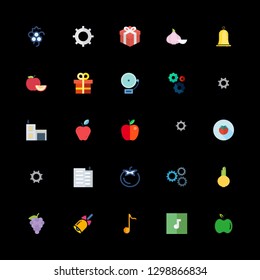 composition icons set with bell, flats and apple vector set
