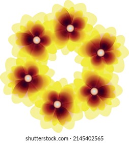 A composition of identical flowers of yellow-red shades. Vector file for your designs.