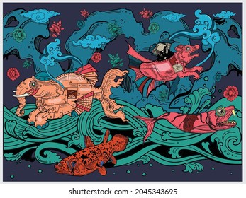 composition image Colorful art for web design, landing pages, social media stories. and fabric printing materials