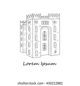 Composition with Irish castle. Doodle vector Ireland related collection