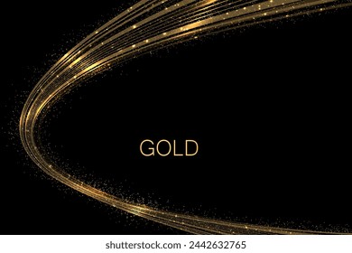 Composition with an isolated arc of a golden hue with glitter and tinsel.