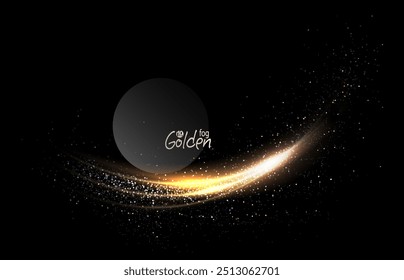 Composition with isolated gold oval arc with small tinsel.