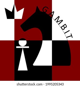 Composition with a knight pawn and a king. Chess Gambit.  International Chess Day