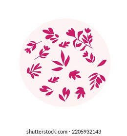 Composition with laconic pink flowers and in autumnal minimalism for your designs