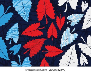 Composition of leaves, in batik motif