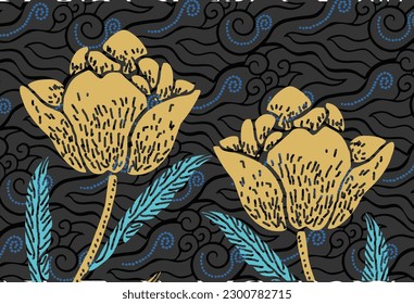 Composition of leaves, in batik motif