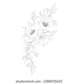 composition of leaves and flowers vector linear banner