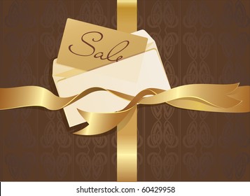 composition of letter and gold ribbon