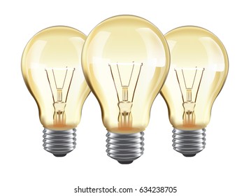 Composition of light bulbs isolated on white background. 