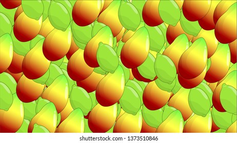 Composition of lime and mango.Vector Graphics World Health Day on a textured background fruit  lime and mango. Composition, color vector 