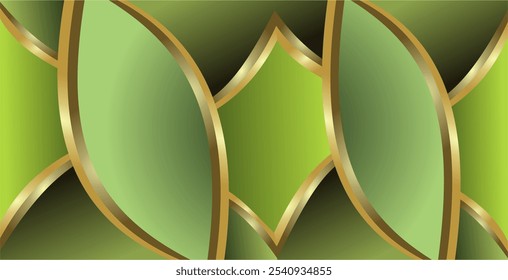 composition of lines and geometric shapes with gold and green-yellow gradient color tones as a background design for visual design needs