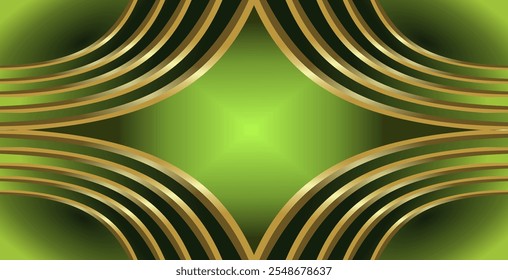 composição de linhas e formas geométricas com tons de cor de gradiente dourado e verde como um design de plano de fundo para necessidades de design visual