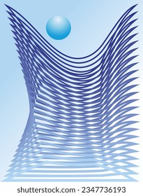 composition of lines and geometric shapes with shades of blue as one of the elements for visual design needs