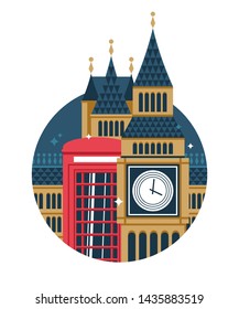 Composition London Landmarks Towers Red Box Stock Vector (Royalty Free ...