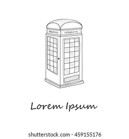 Composition with London phone booth. Vector