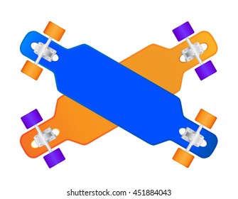 The composition of longboard. eps10 vector illustration

