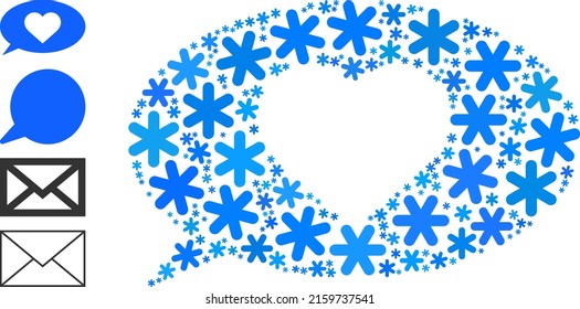 Composition love status icon is created for winter, New Year, Christmas. Love status icon mosaic is done from light blue snowflakes. Some bonus icons are added.