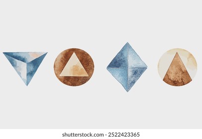 Composição de arte minimalista. Manchas de pintura, arte moderna, ilustração vetorial, tríptico, fundo de arte abstrata. Formas geométricas, blocos de cores