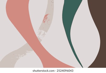 Composition of minimalist artwork. Paint spots, modern art, vector illustration, triptych, abstract art background. Geometric shapes, color blocks,