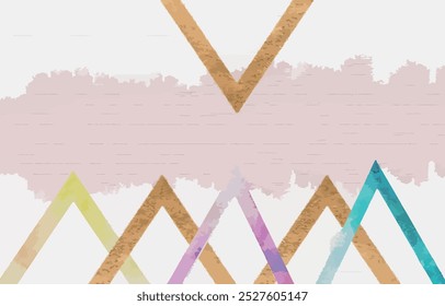 Composición de obras de arte minimalistas. Manchas de pintura, arte moderno, Ilustración vectorial, tríptico, fondo de arte abstracto. Formas geométricas, bloques de color,