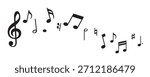 Composition of musical notes arranged, isolated on transparent background, vector illustration. Suitable for music design, education, icons, and creative graphic projects