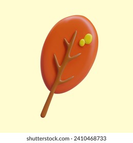 Composition with natural poplar seedling on warm background. Orange tree, concept of Autumn season. Forest, park, and garden tree. Vector illustration in 3d style