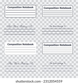 Composition notebook this book belongs to notebook name template journal name transparent template