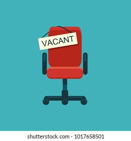 Composition with office chair and a sign vacant