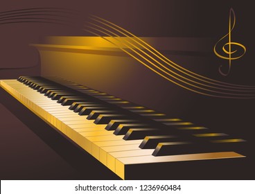 Composition with an open piano and treble clef