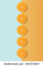Composition of orange fruit. Orange pattern. Set of juicy orange. Colorful background, cartoon style. Vector illustration.