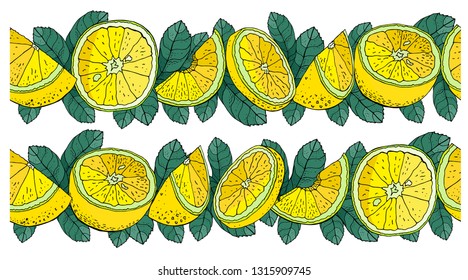 Composition of Orange. Orange Isolated on white background. Vector hand drawn  illustration.  Design element for logo, label, emblem, sign, poster, menu, t shirt
