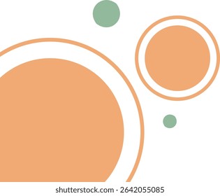  A composition of overlapping circles in warm orange and soft green hues, accompanied by small dots, symbolizing the interconnectedness of natural elements in a minimalist, abstract design.