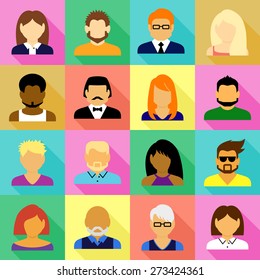 Composition of people icons set