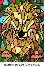 Composition picture of a lion head