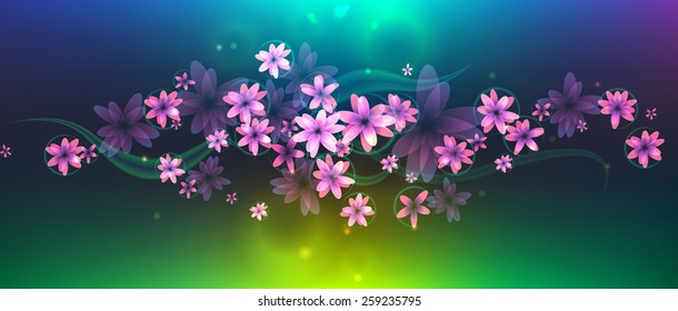 The composition of pink flowers for cards, letters, banners and backgrounds